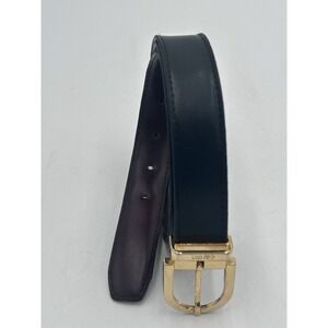 Pierre Cardin Sz 40 Leather Belt Reversible Black Brown Red Gold Buckle Italy